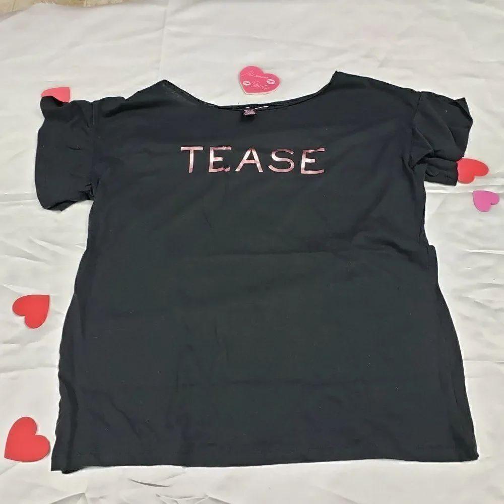 VS Tease Black Sleep Tee Top Medium